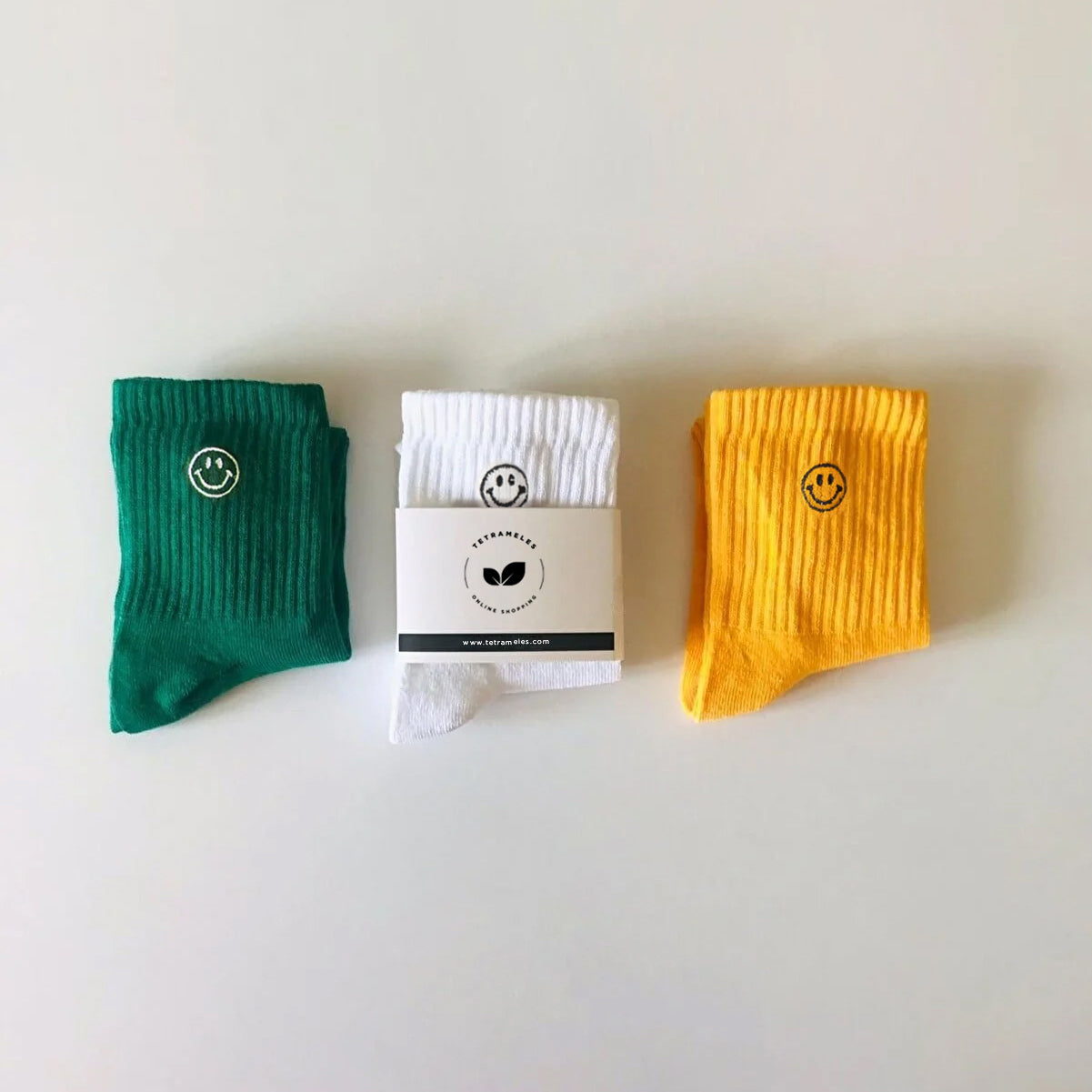 Smile Emoji Face Embroidered Socks